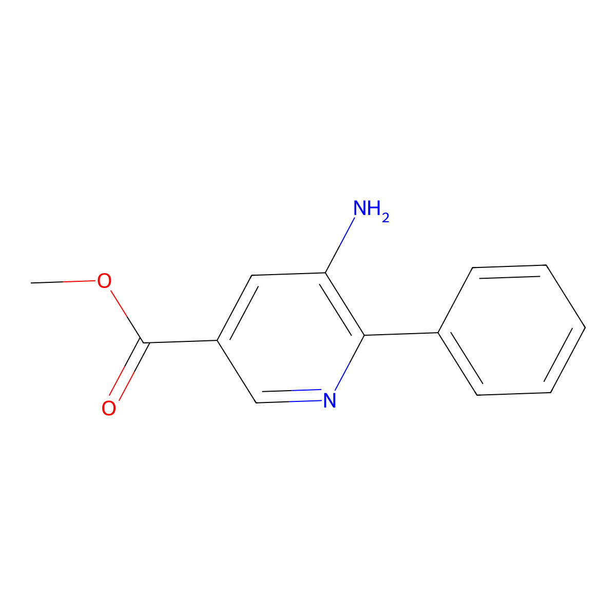 Methyl 5-amino-6-phenylnicotinate molecular structure, CAS 1805596-58-0
