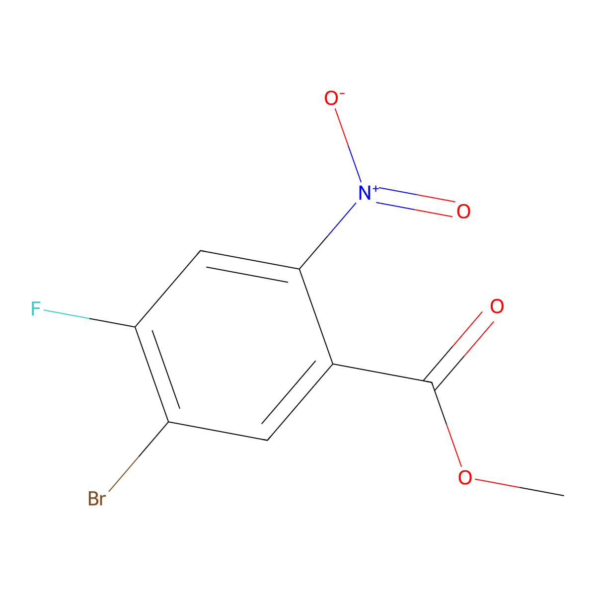 Methyl 5-bromo-4-fluoro-2-nitrobenzoate molecular structure, CAS 1805597-15-2