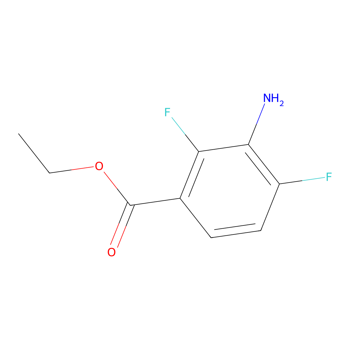 Ethyl 3-amino-2,4-difluorobenzoate molecular structure, CAS 1805601-69-7