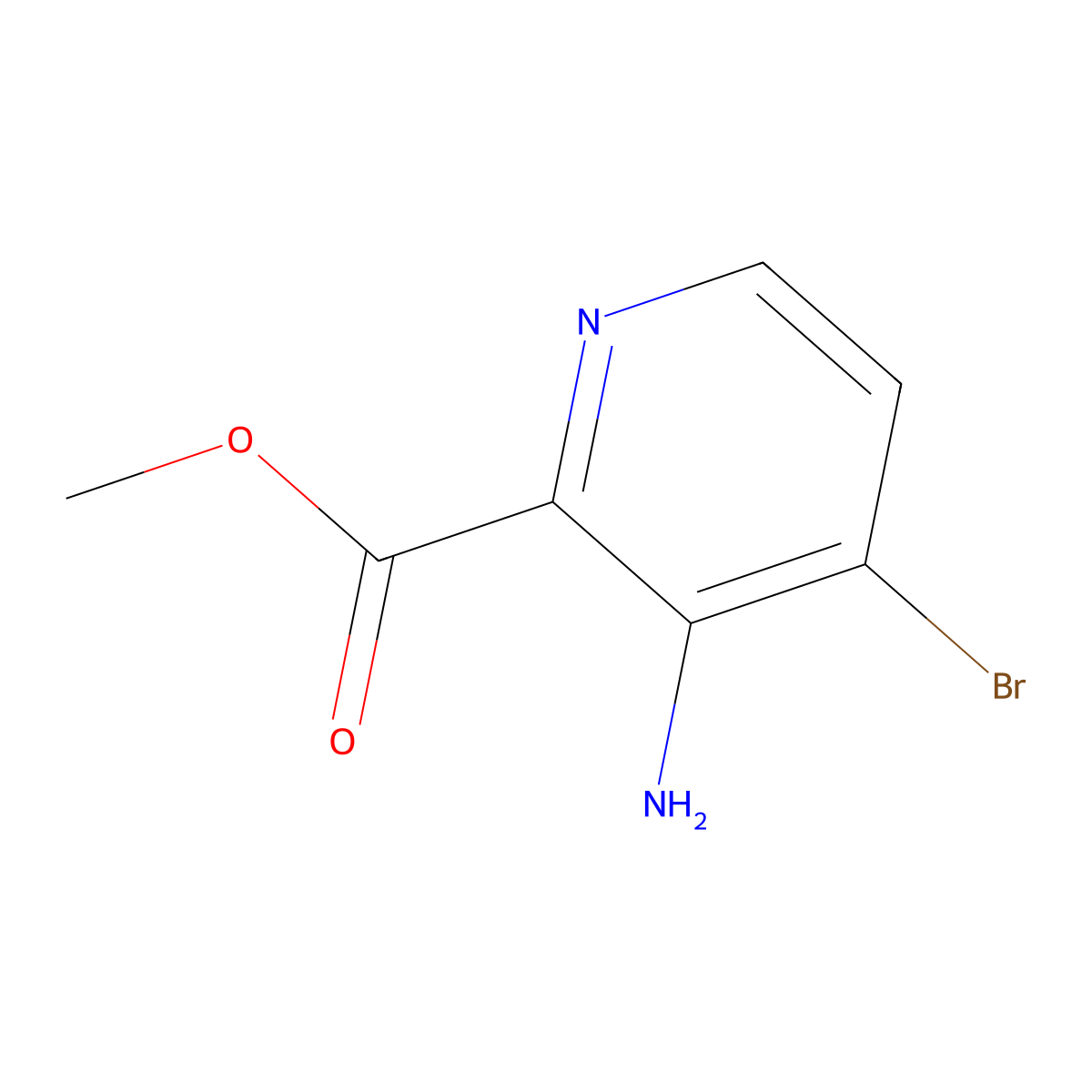 Methyl 3-amino-4-bromopicolinate molecular structure, CAS 1805616-70-9