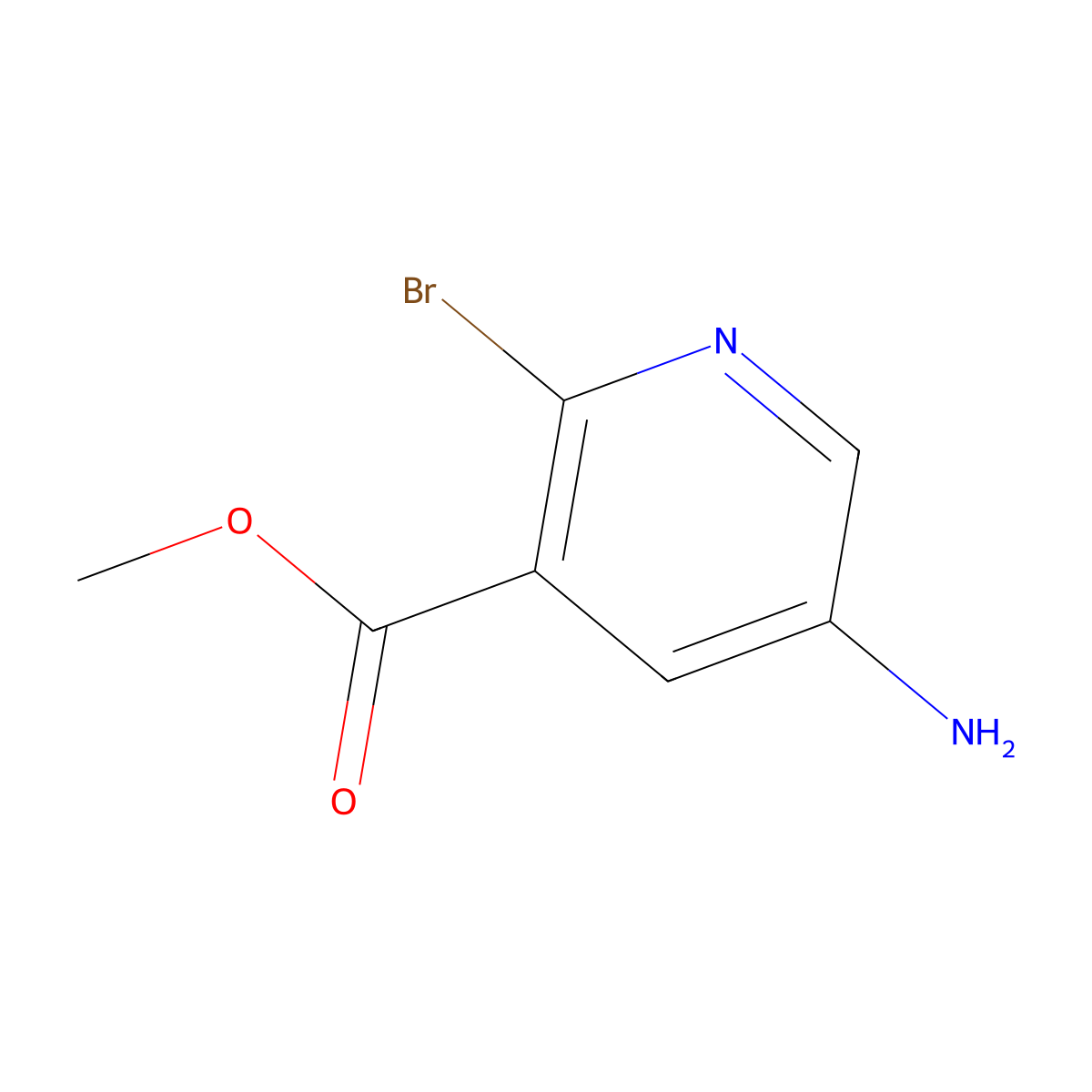 Methyl 5-amino-2-bromopyridine-3-carboxylate molecular structure, CAS 1805616-77-6