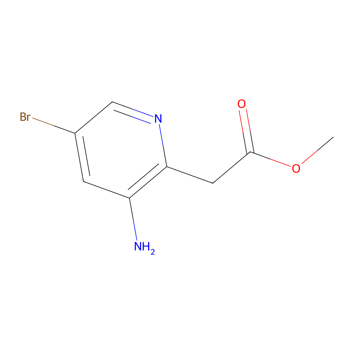 Methyl 2-(3-amino-5-bromopyridin-2-yl)acetate molecular structure, CAS 1805621-25-3