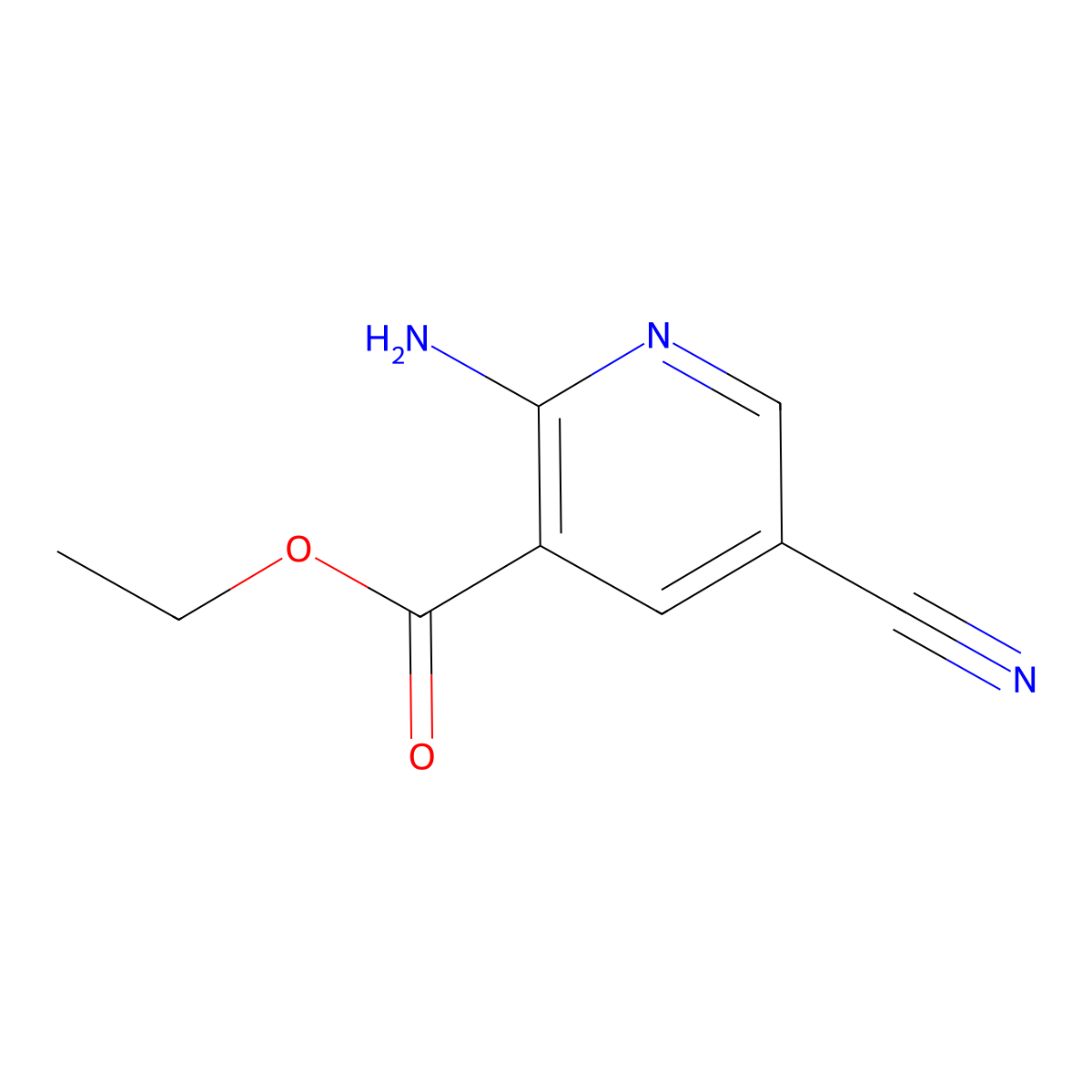 Ethyl 2-amino-5-cyanopyridine-3-carboxylate molecular structure, CAS 1805623-00-0