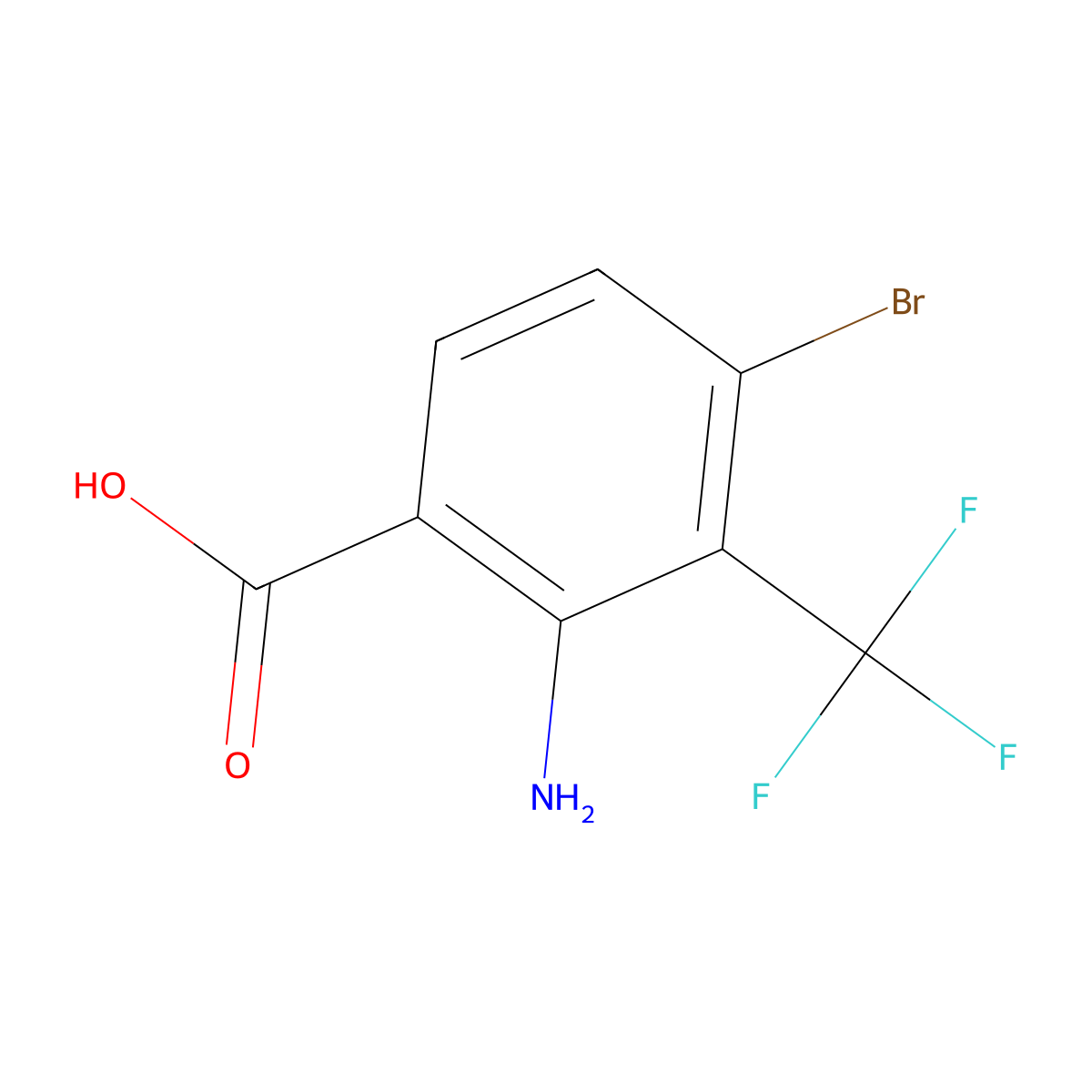 2-Amino-4-bromo-3-(trifluoromethyl)benzoic acid molecular structure, CAS 1805624-14-9