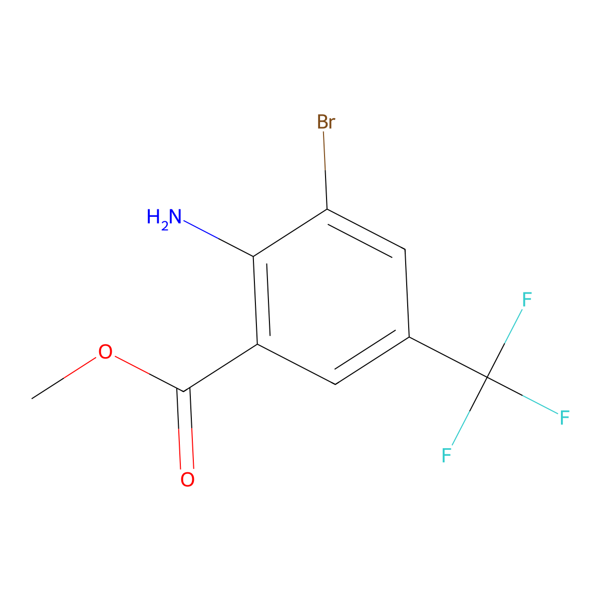 Methyl 2-amino-3-bromo-5-(trifluoromethyl)benzoate molecular structure, CAS 1805624-33-2