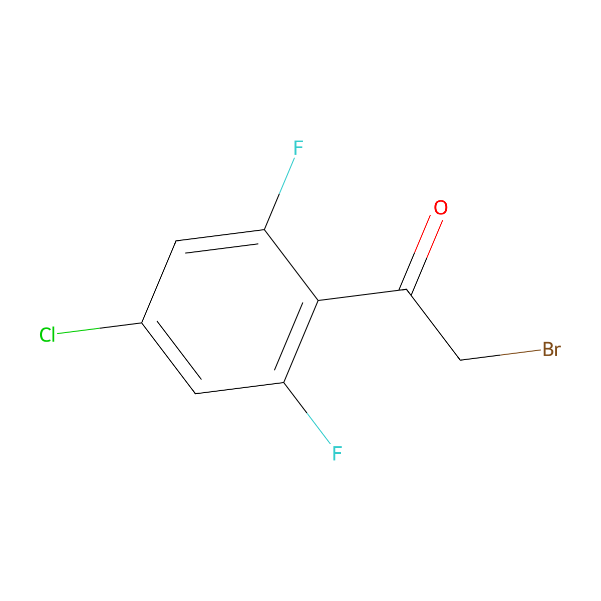 2-Bromo-1-(4-chloro-2,6-difluorophenyl)ethanone molecular structure, CAS 1805638-01-0
