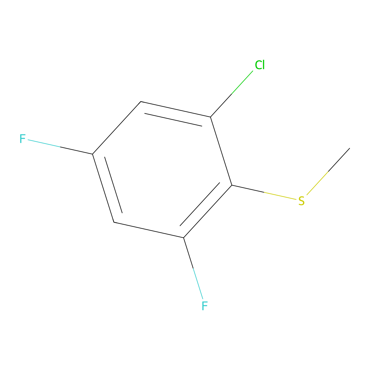 (2-Chloro-4,6-difluorophenyl)(methyl)sulfane molecular structure, CAS 1805638-07-6