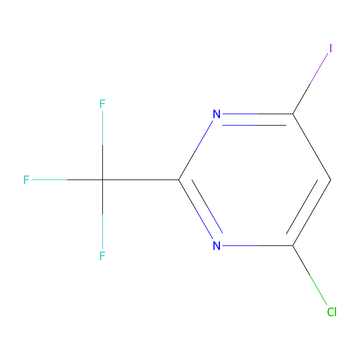 4-Chloro-6-iodo-2-(trifluoromethyl)pyrimidine molecular structure, CAS 1805648-50-3