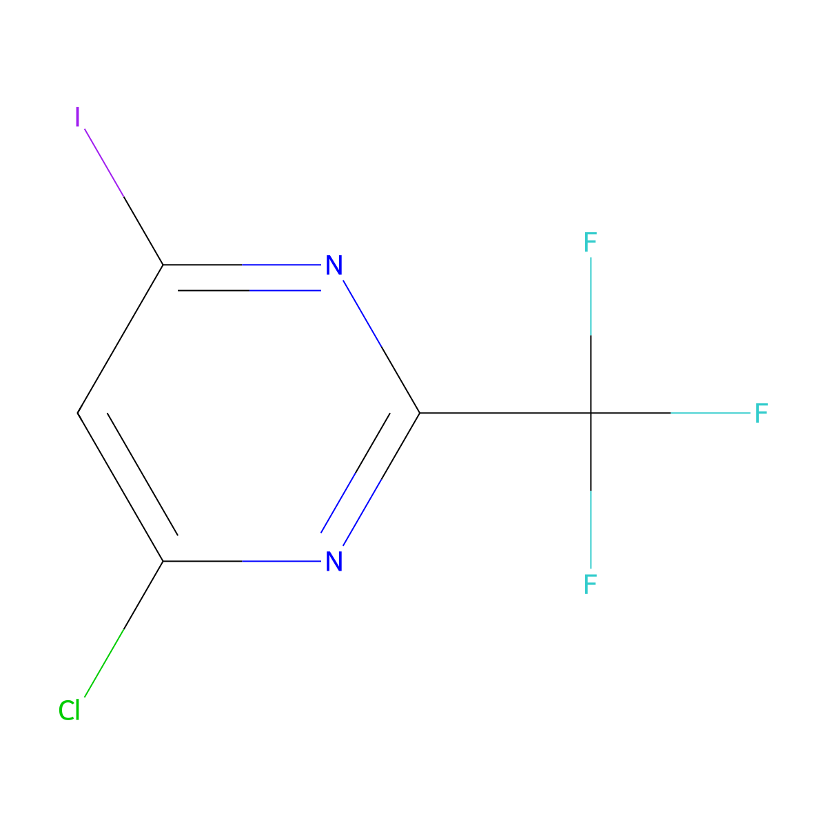 4-Chloro-6-iodo-2-(trifluoromethyl)pyrimidine molecular structure, CAS 1805648-50-3