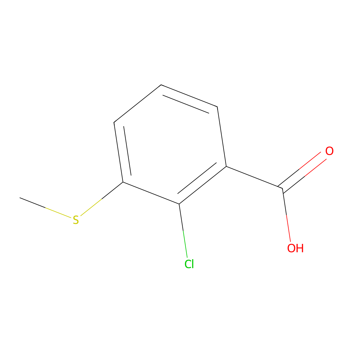 2-Chloro-3-(methylsulfanyl)benzoic acid molecular structure, CAS 1805648-85-4