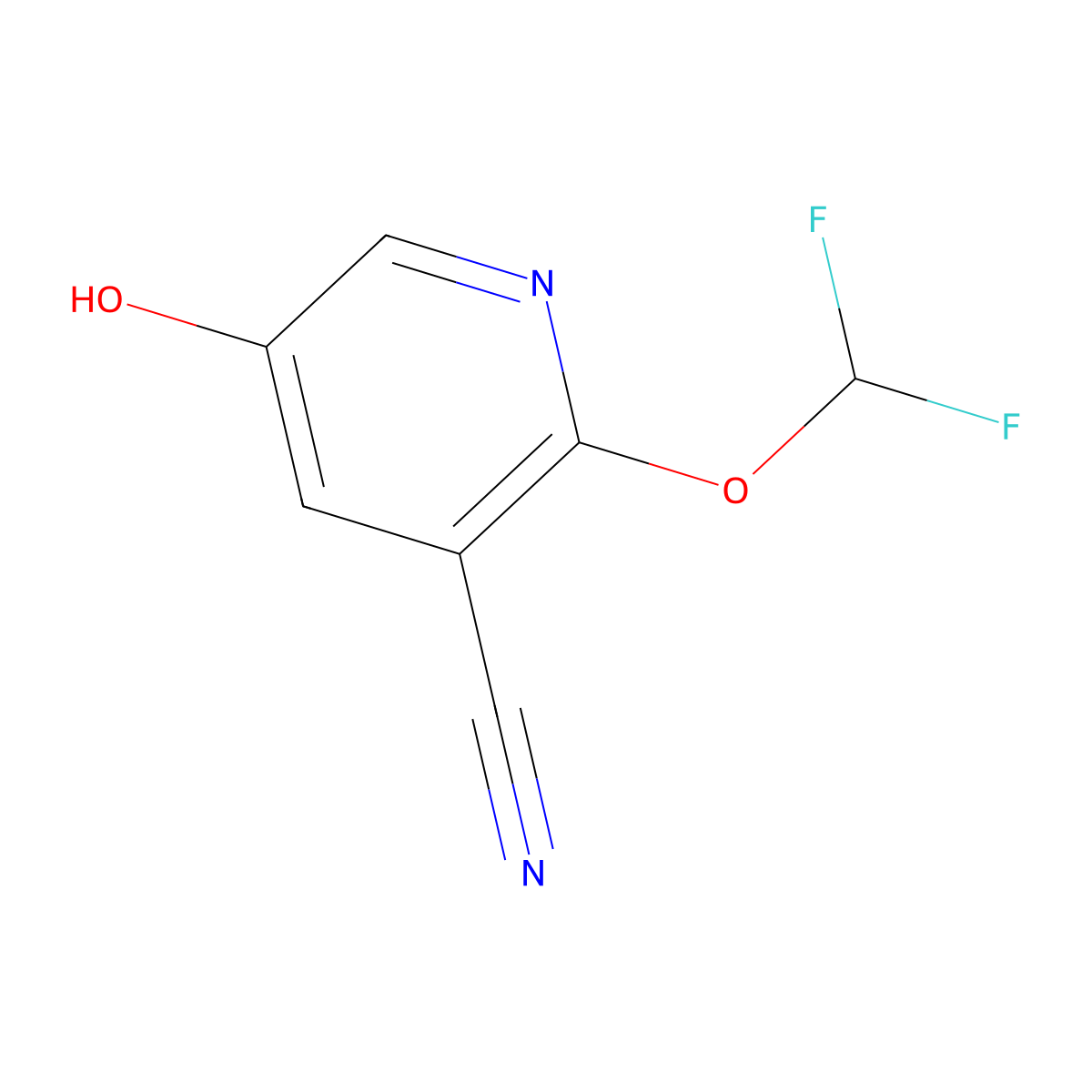 2-(Difluoromethoxy)-5-hydroxynicotinonitrile molecular structure, CAS 1805653-40-0