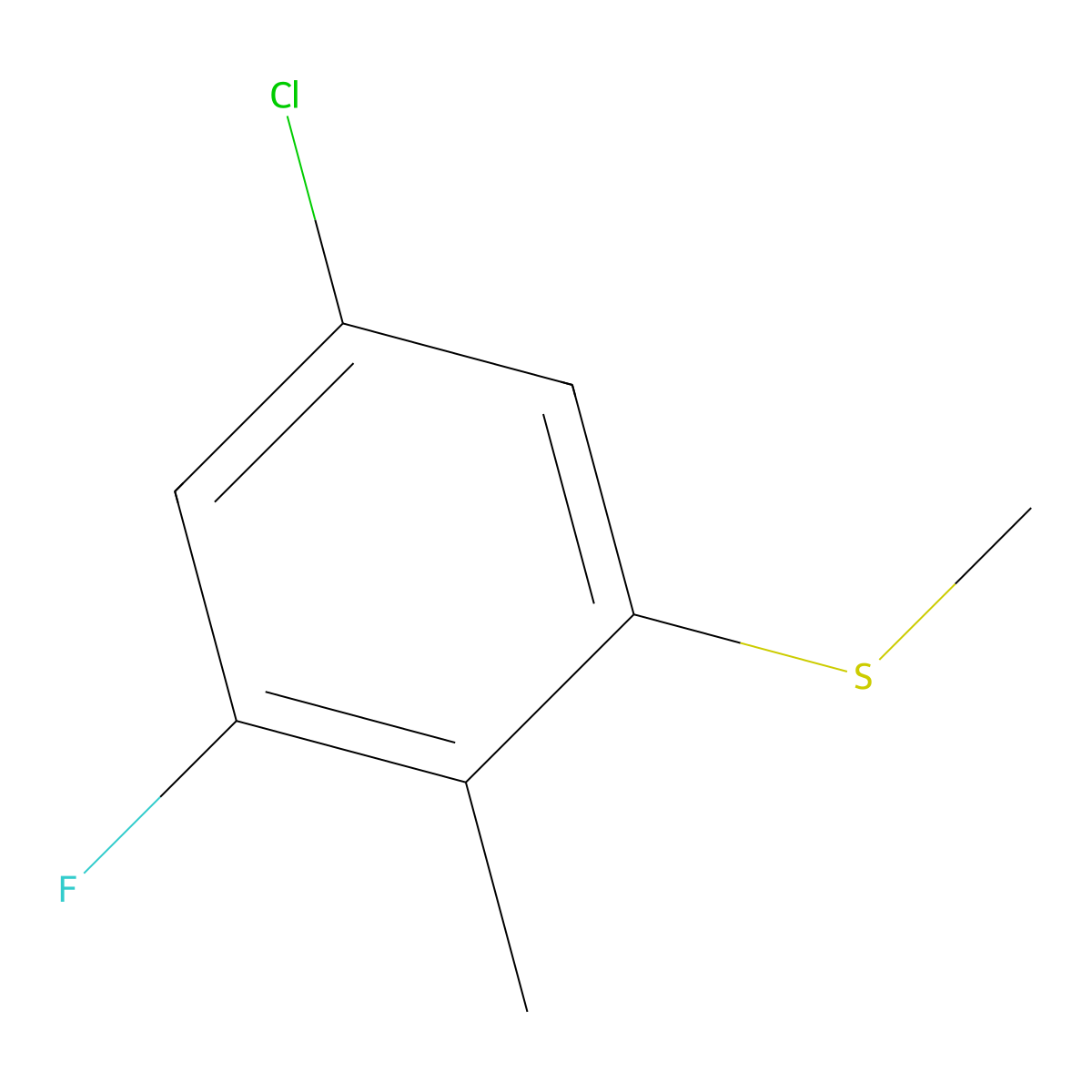 (5-Chloro-3-fluoro-2-methylphenyl)(methyl)sulfane molecular structure, CAS 1805655-95-1
