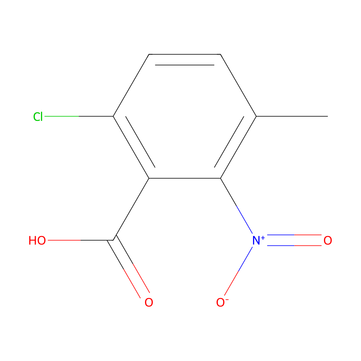 6-Chloro-3-methyl-2-nitrobenzoic acid molecular structure, CAS 1805673-98-6
