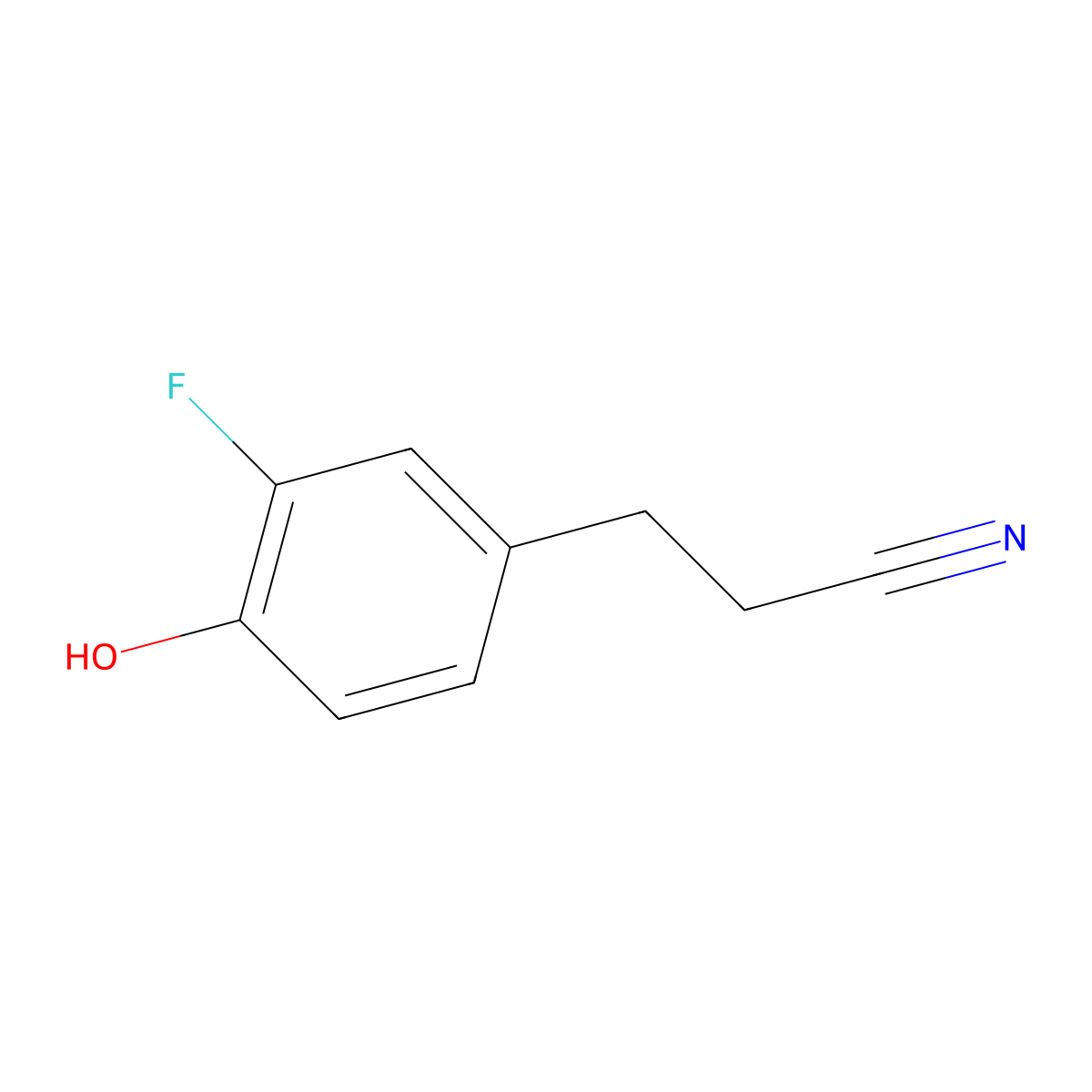 3-(3-Fluoro-4-hydroxyphenyl)propanenitrile molecular structure, CAS 1805701-18-1