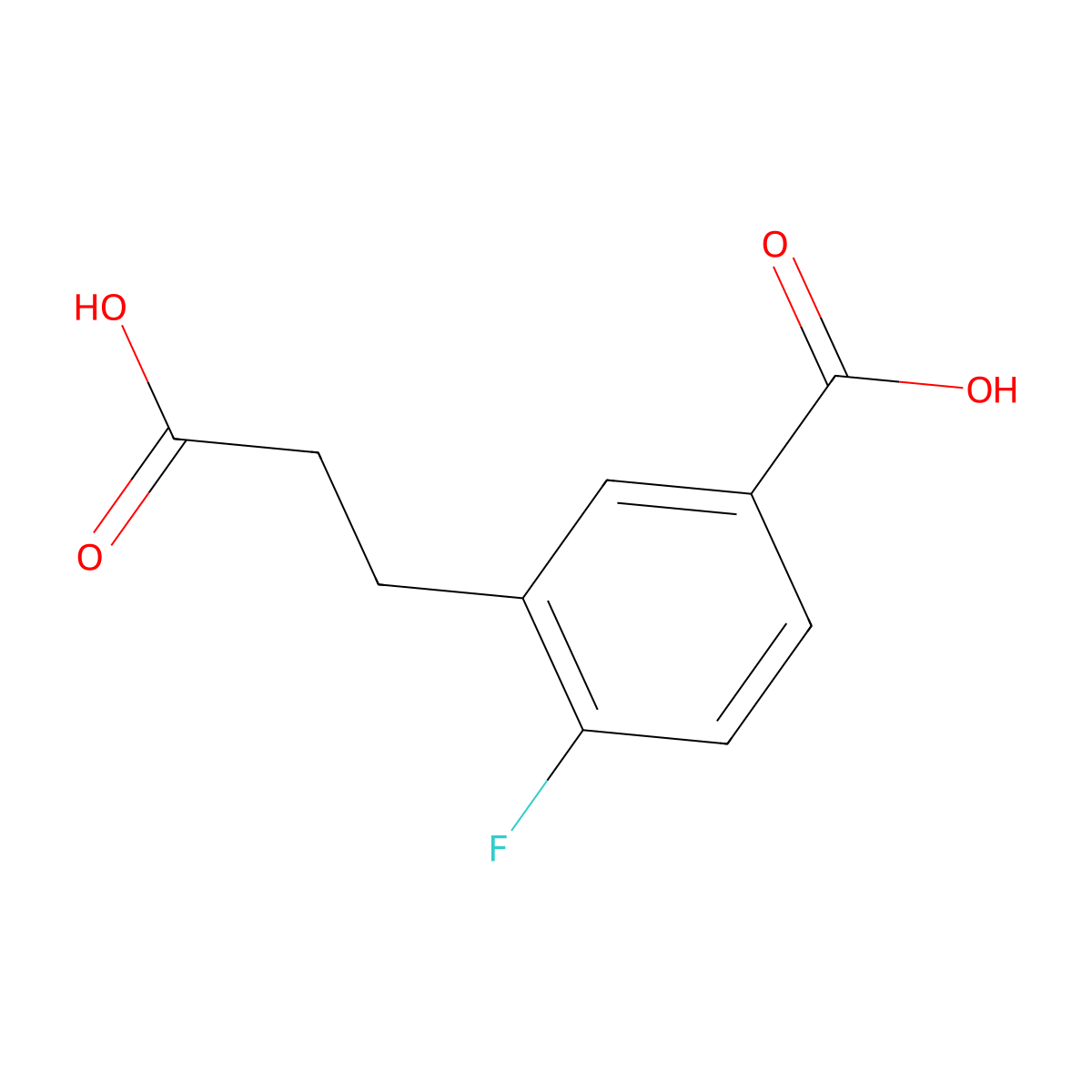 3-(2-Carboxyethyl)-4-fluorobenzoic acid molecular structure, CAS 1805723-49-2