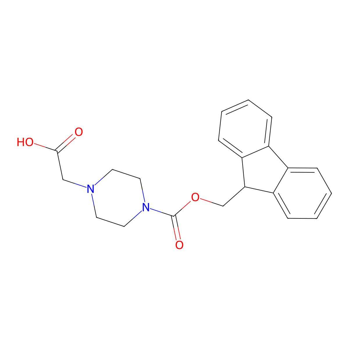 2-(4-(((9H-fluoren-9-yl)methoxy)carbonyl)piperazin-1-yl)acetic acid molecular structure, CAS 180576-05-0