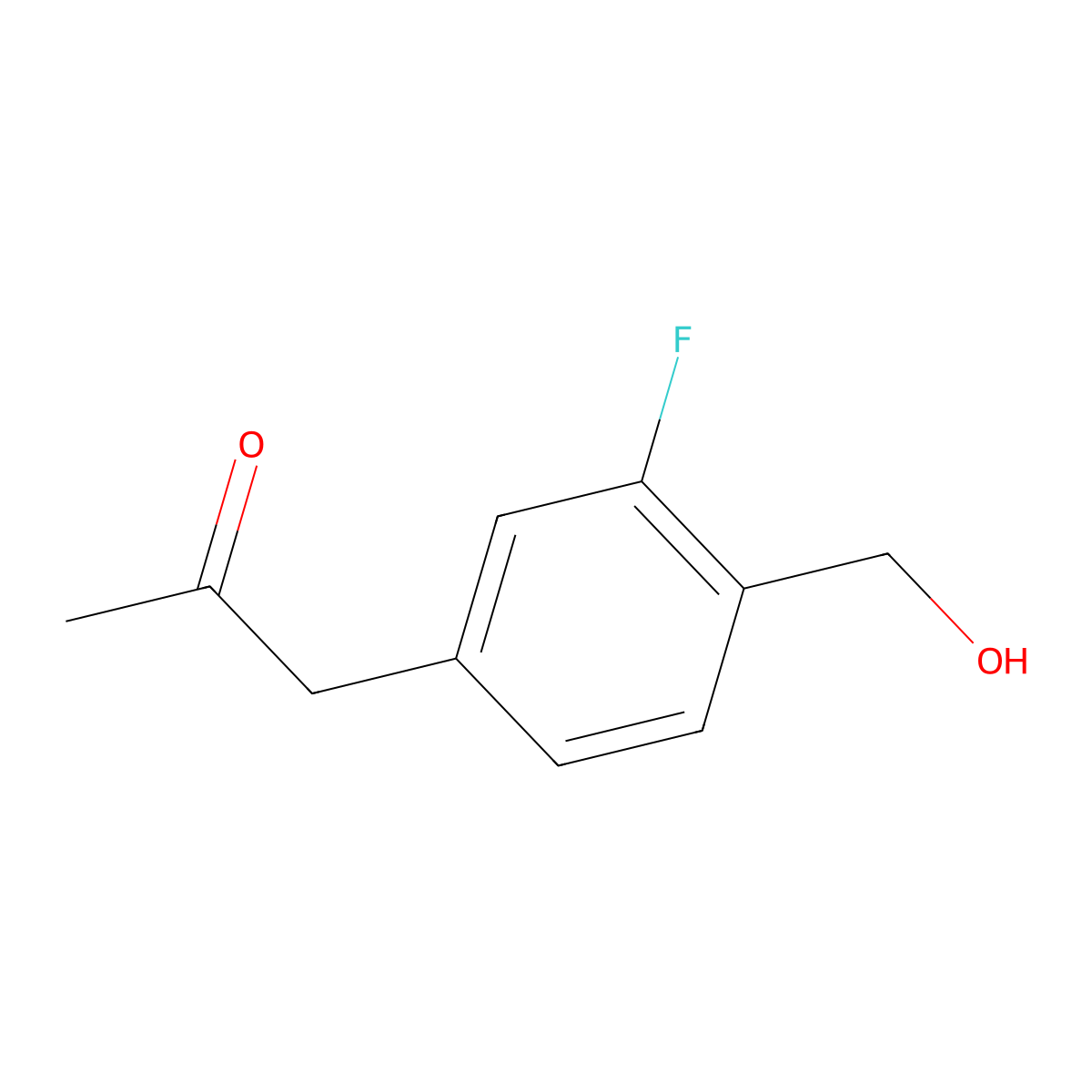 1-(3-Fluoro-4-(hydroxymethyl)phenyl)propan-2-one molecular structure, CAS 1805765-40-5