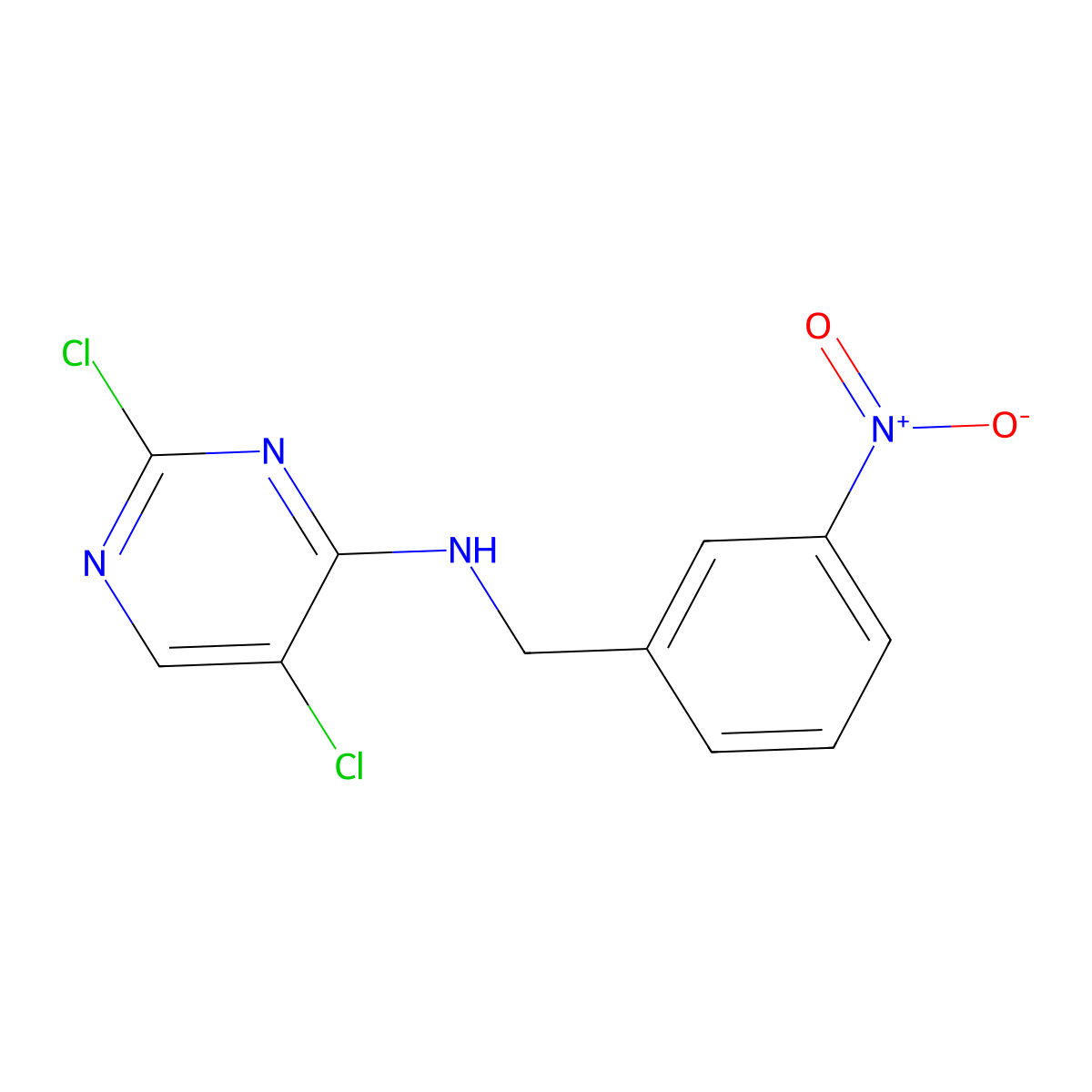 2,5-Dichloro-4-{[(3-nitrophenyl)methyl]amino}pyrimidine molecular structure, CAS 1805787-94-3