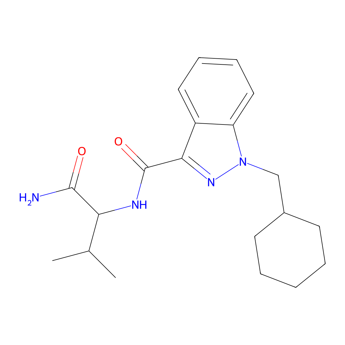 N-(1-(Aminocarbonyl)-2-methylpropyl)-1-(cyclohexylmethyl)-1H-indazole-3-carboxamide molecular structure, CAS 1805788-79-7