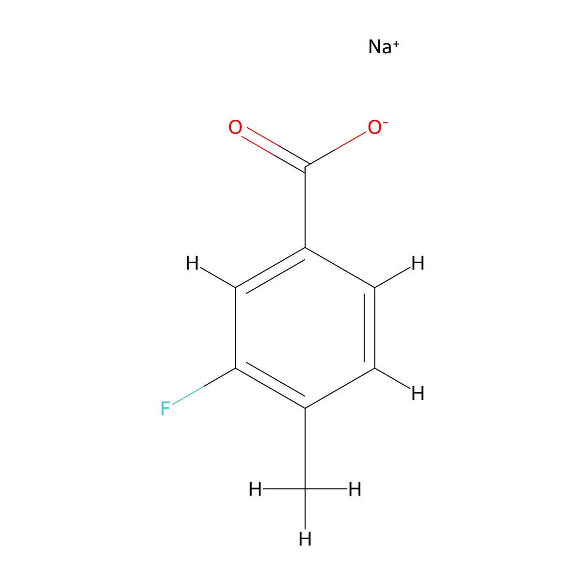 Sodium 3-fluoro-4-methylbenzoate molecular structure, CAS 1805805-74-6