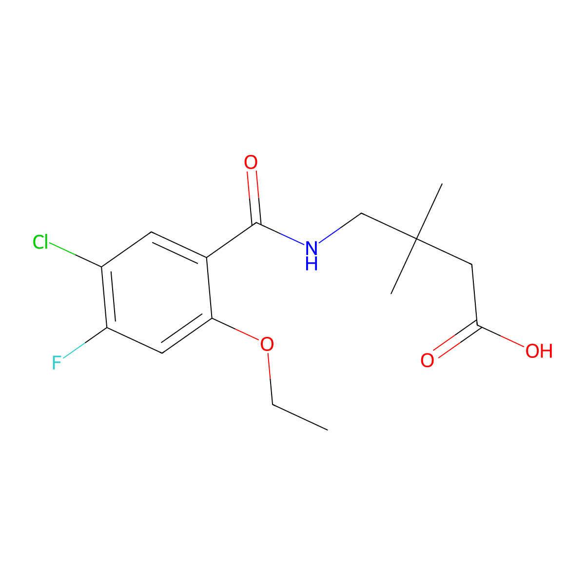 4-(5-Chloro-2-ethoxy-4-fluorobenzamido)-3,3-dimethylbutanoic acid molecular structure, CAS 1805818-57-8