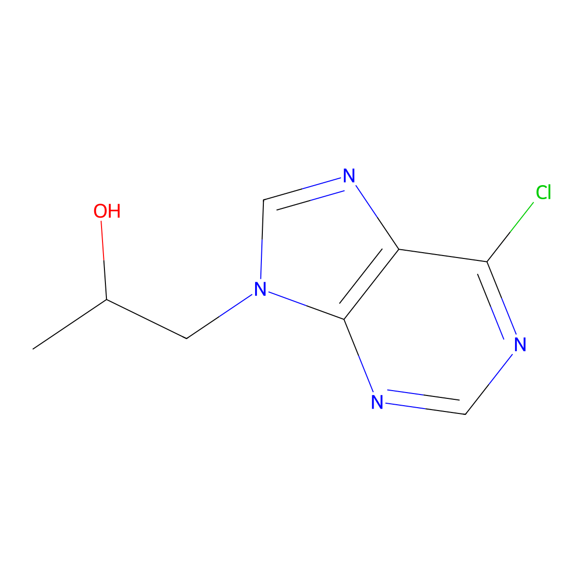 (2R)-1-(6-chloropurin-9-yl)propan-2-ol molecular structure, CAS 180587-74-0