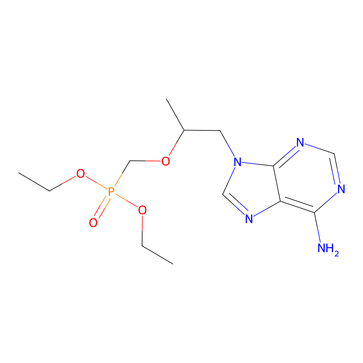 Diethyl P-(((1R)-2-(6-amino-9H-purin-9-yl)-1-methylethoxy)methyl)phosphonate molecular structure, CAS 180587-75-1