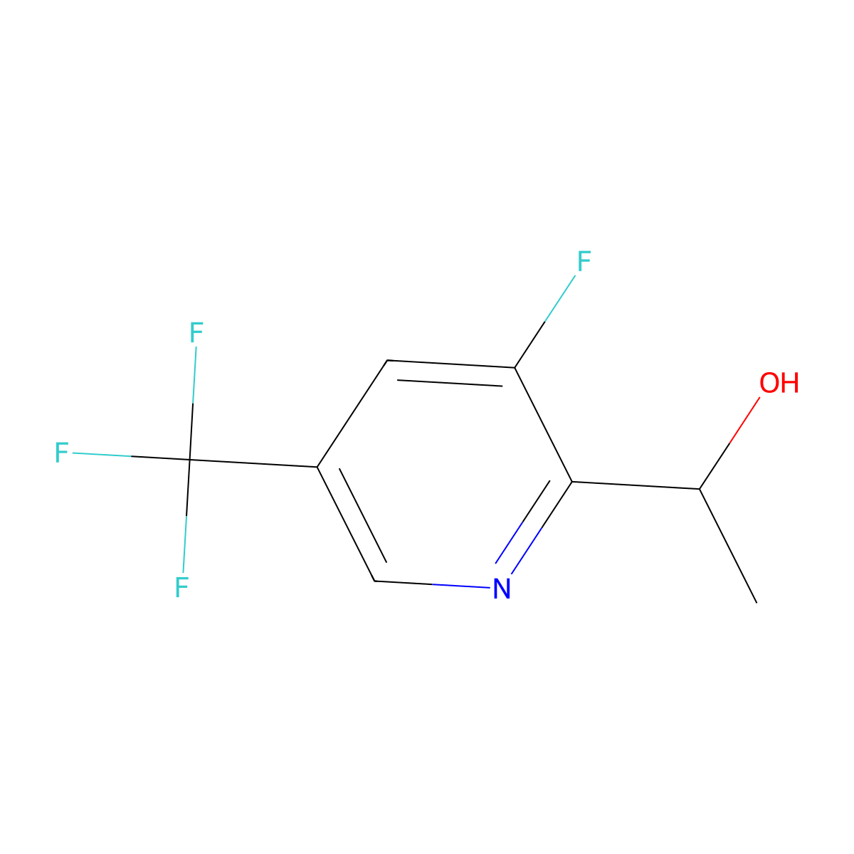1-(3-Fluoro-5-(trifluoromethyl)pyridin-2-yl)ethanol molecular structure, CAS 1805874-45-6