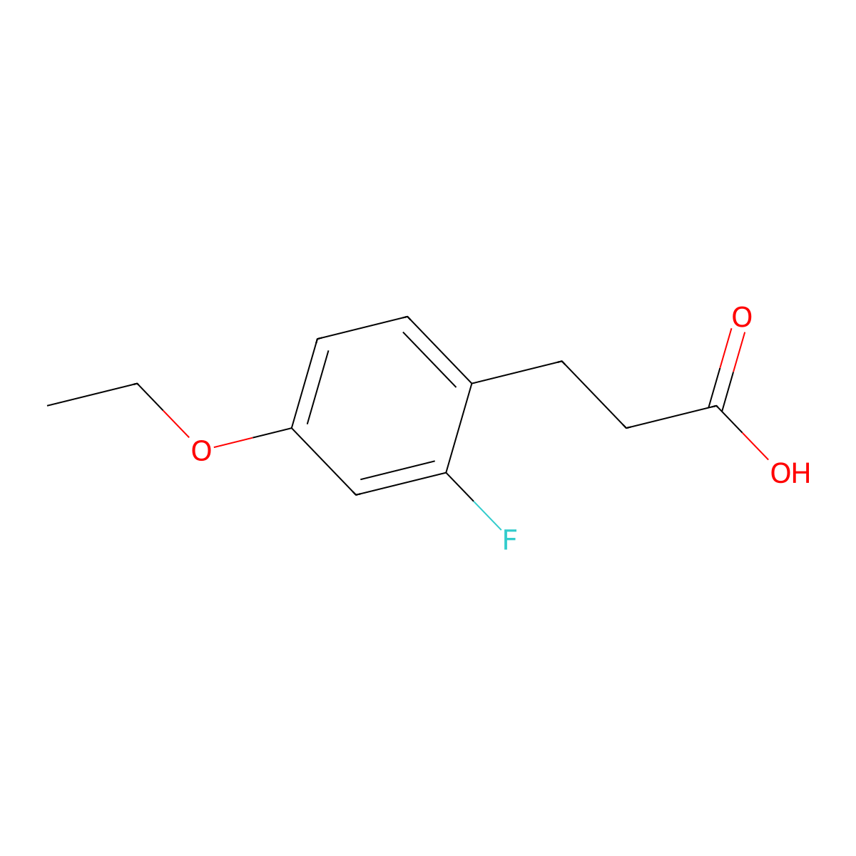 3-(4-Ethoxy-2-fluorophenyl)propanoic acid molecular structure, CAS 1805894-55-6