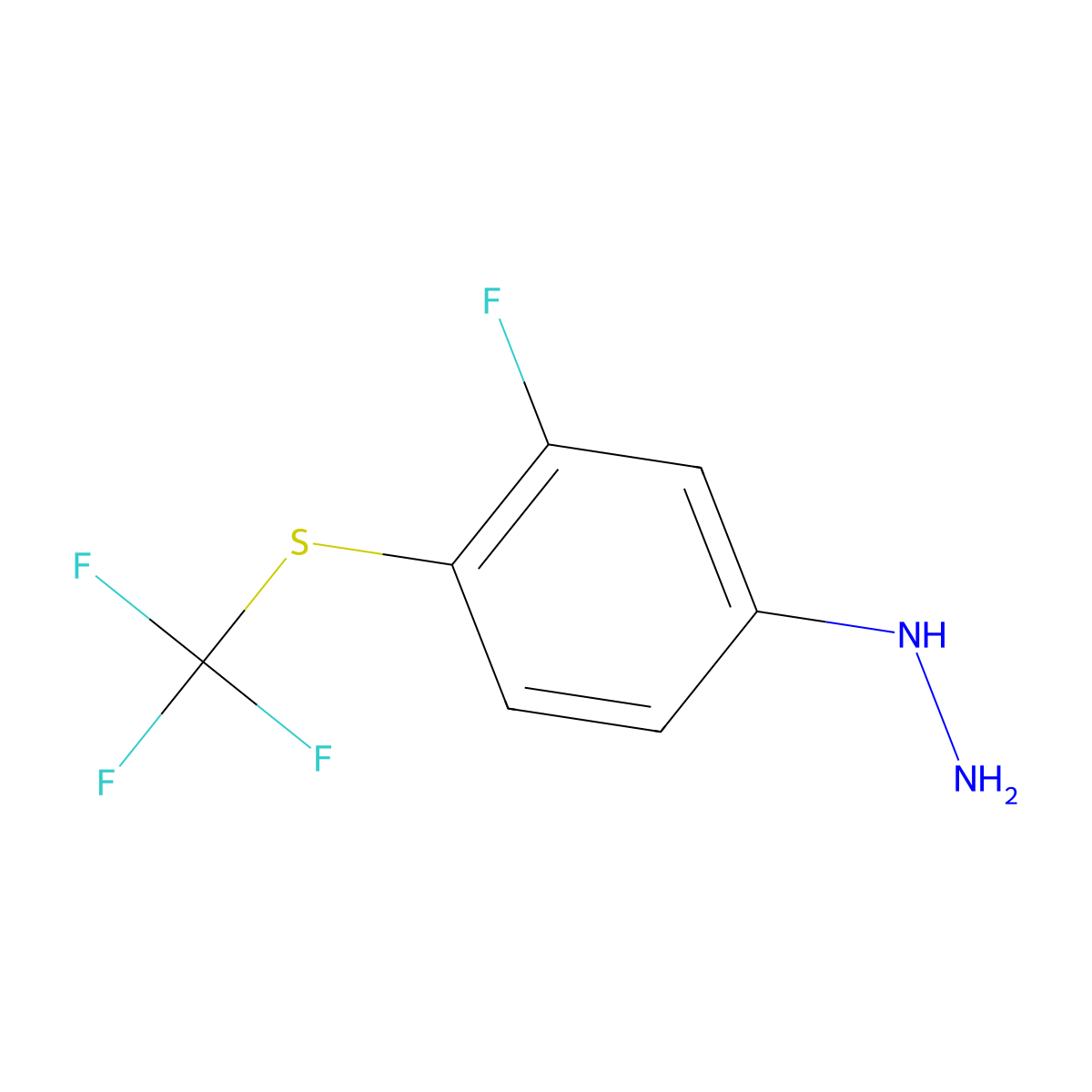 {3-Fluoro-4-[(trifluoromethyl)sulfanyl]phenyl}hydrazine molecular structure, CAS 1805901-97-6