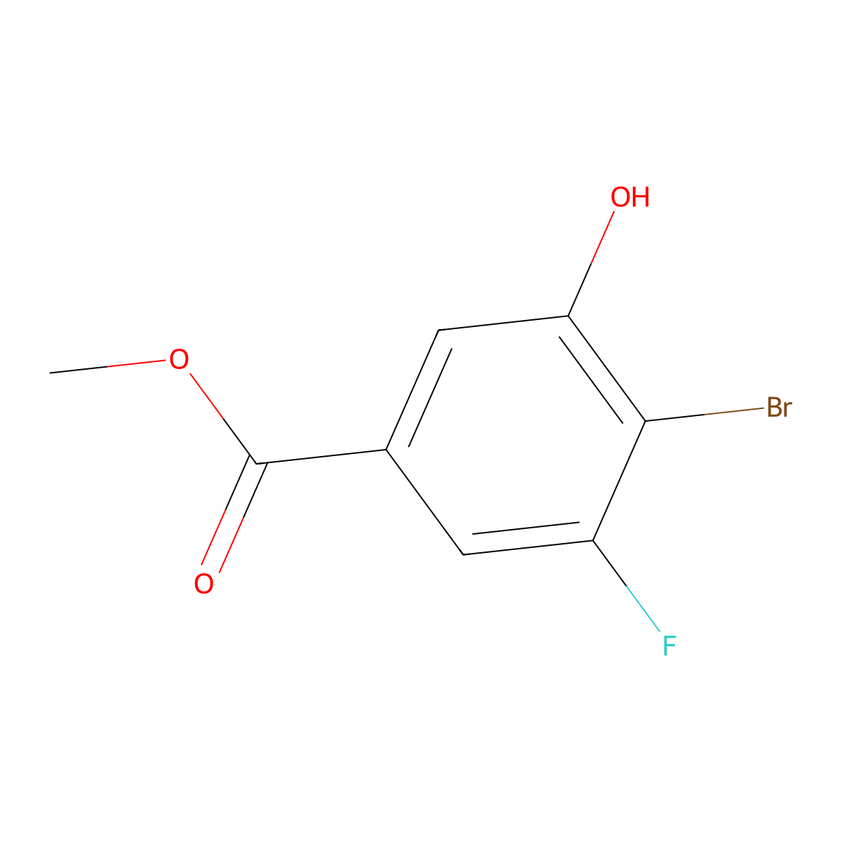Methyl 4-bromo-3-fluoro-5-hydroxybenzoate molecular structure, CAS 1805935-90-3