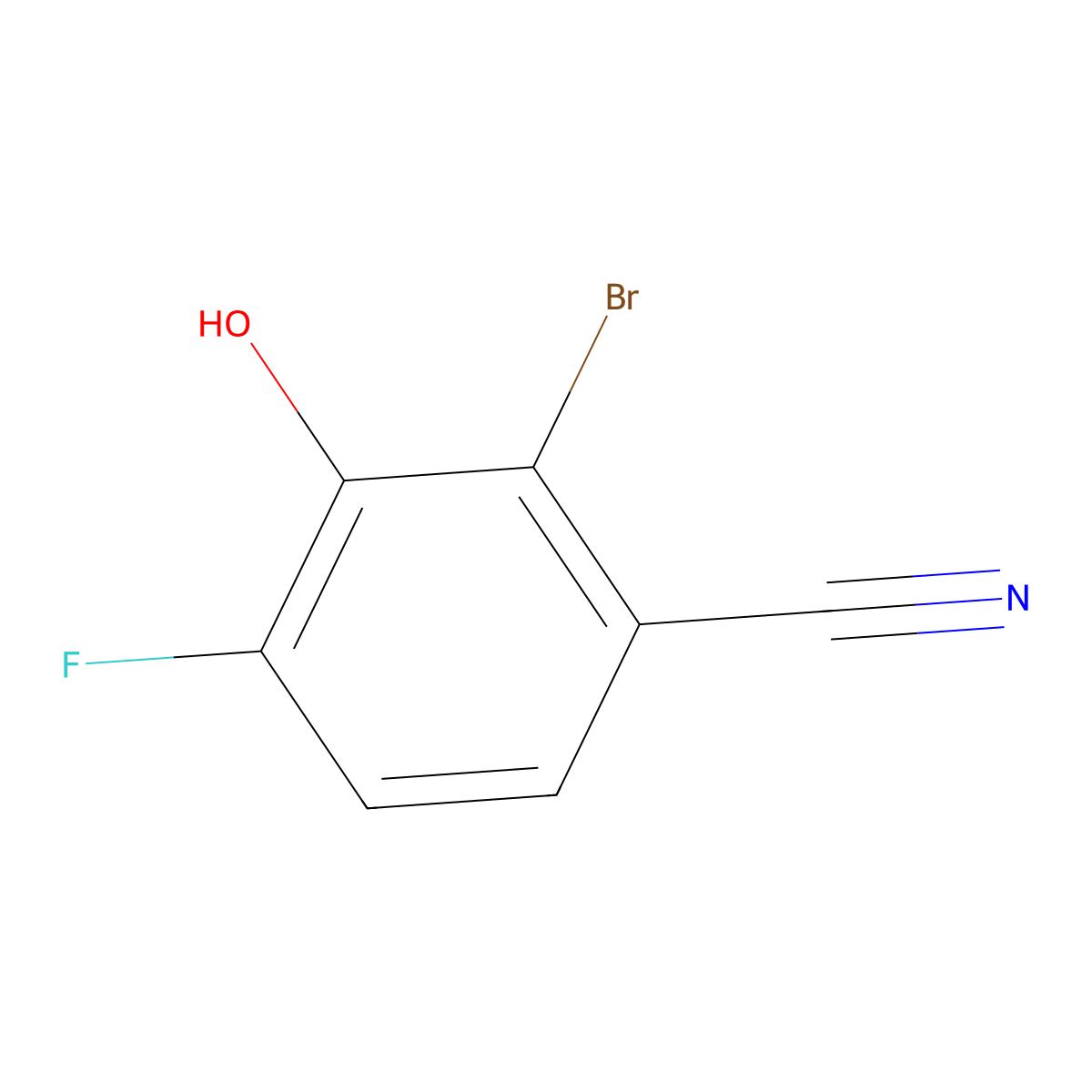 2-Bromo-4-fluoro-3-hydroxybenzonitrile molecular structure, CAS 1805935-96-9