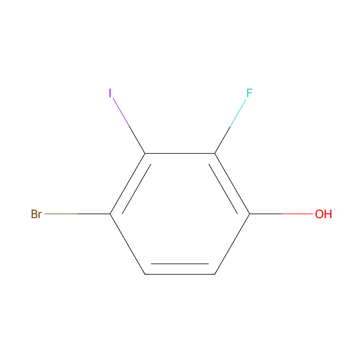 4-Bromo-2-fluoro-3-iodophenol molecular structure, CAS 1805937-10-3