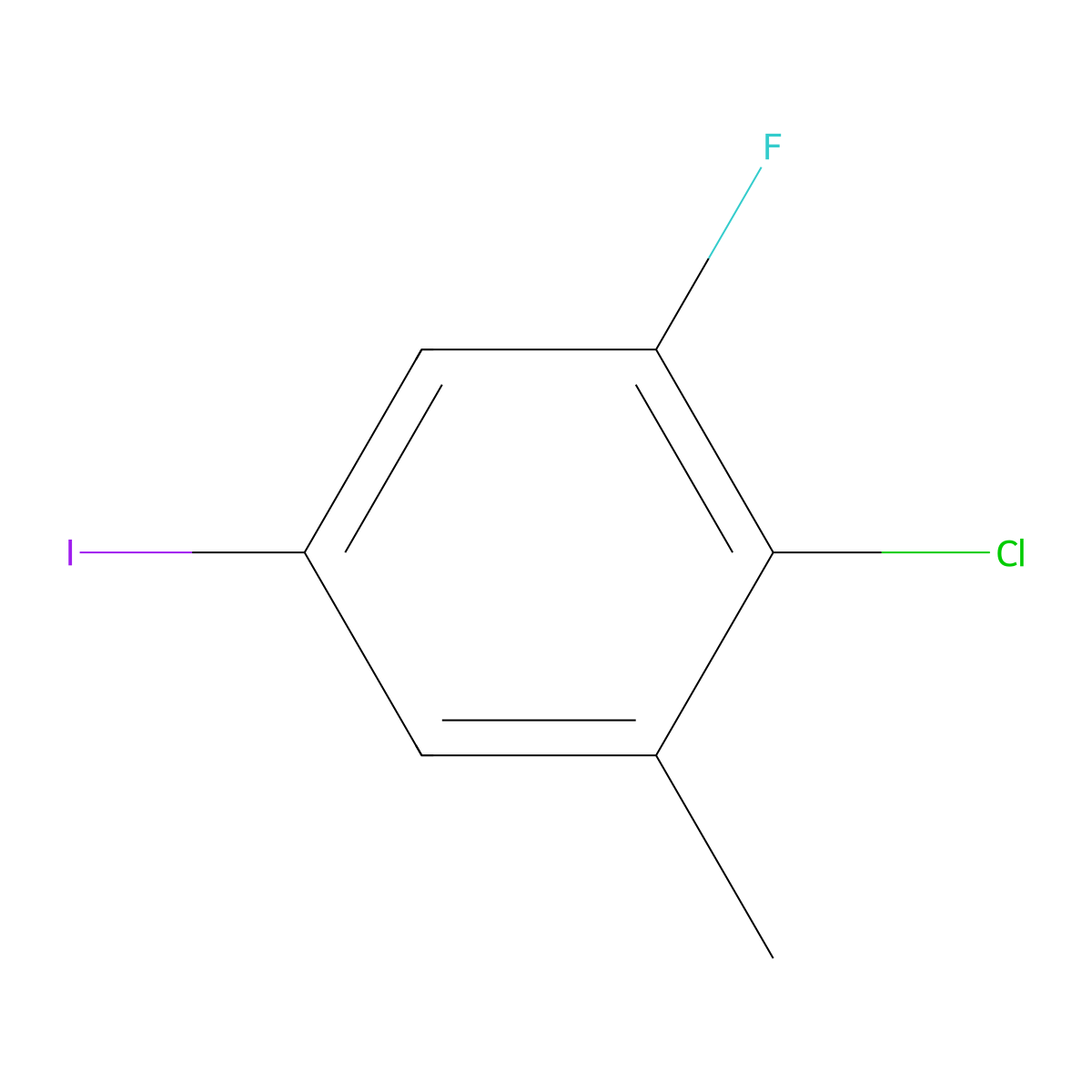 2-Chloro-1-fluoro-5-iodo-3-methylbenzene molecular structure, CAS 1805952-92-4