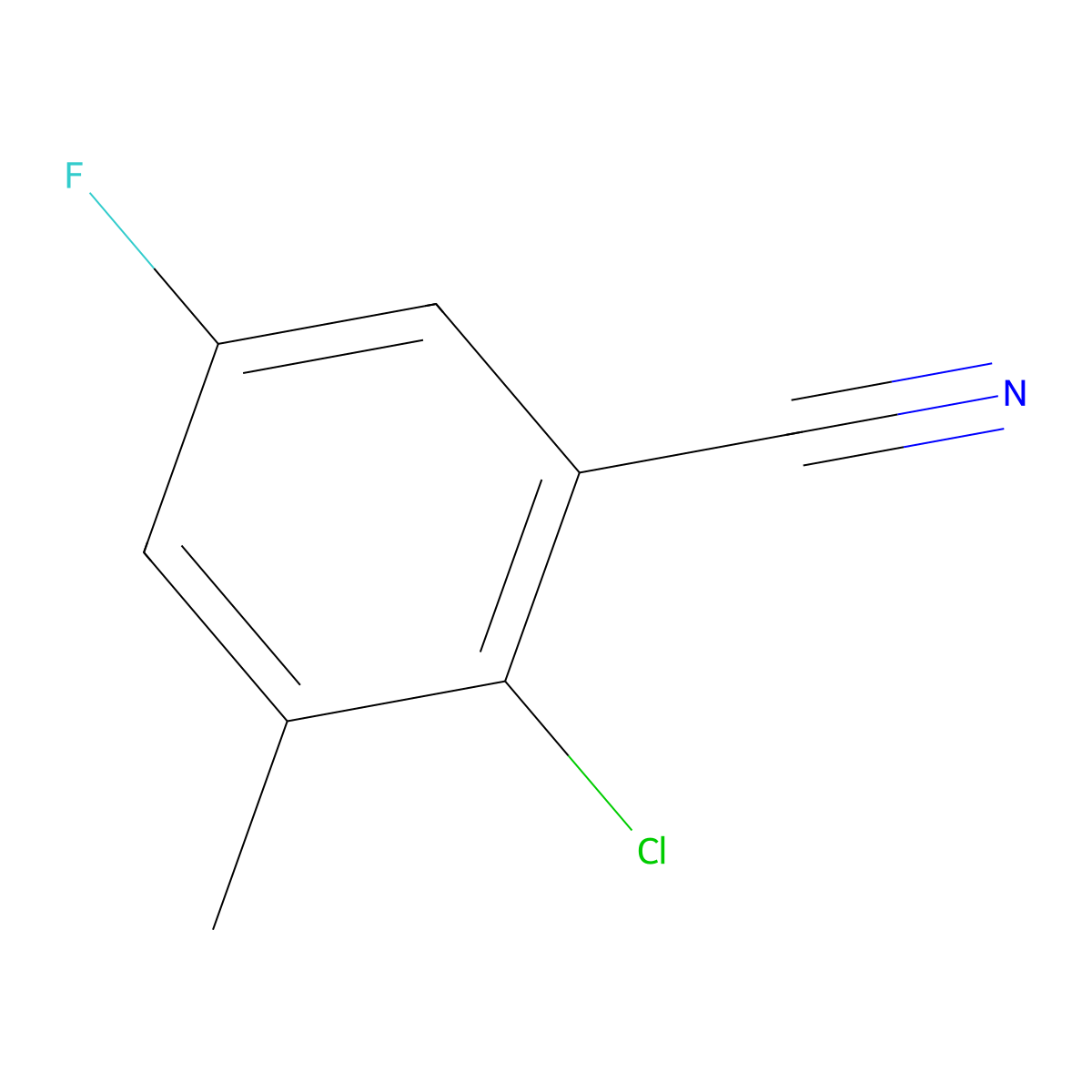 2-Chloro-5-fluoro-3-methylbenzonitrile molecular structure, CAS 1805953-41-6