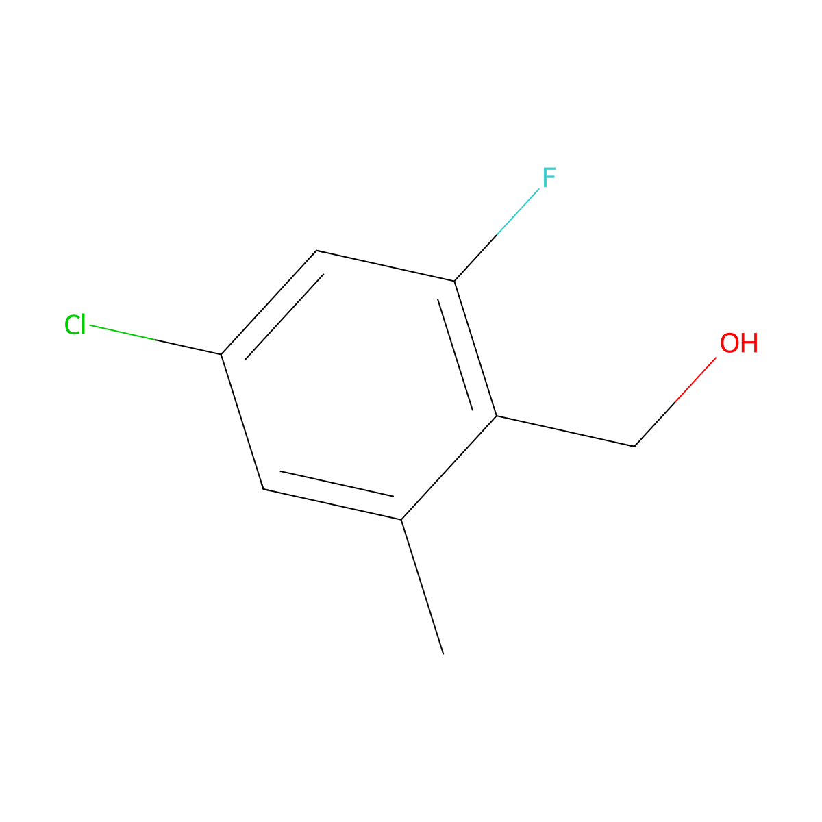 (4-Chloro-2-fluoro-6-methylphenyl)methanol molecular structure, CAS 1805953-62-1