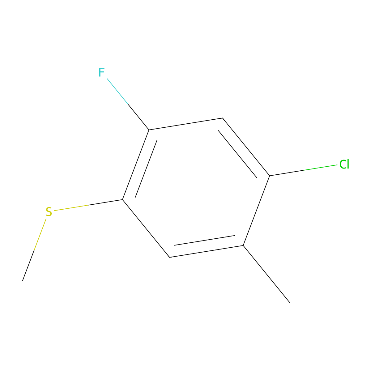 (4-Chloro-2-fluoro-5-methylphenyl)(methyl)sulfane molecular structure, CAS 1805954-46-4
