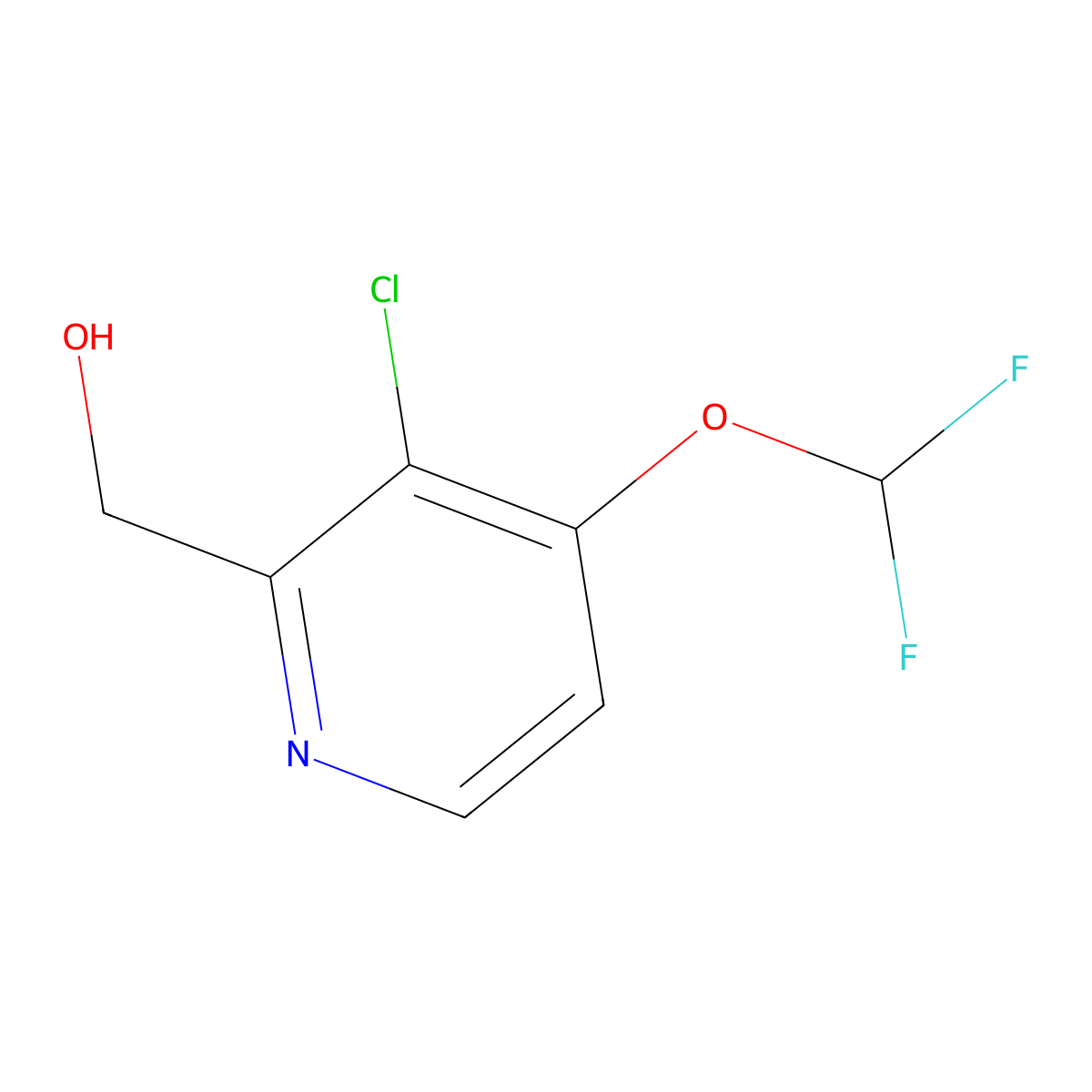 (3-Chloro-4-(difluoromethoxy)pyridin-2-yl)methanol molecular structure, CAS 1805954-74-8