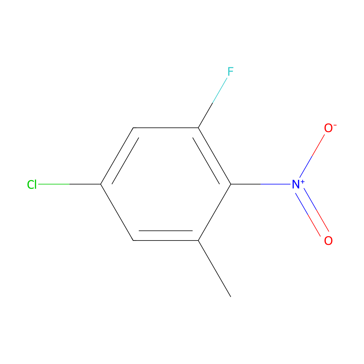 5-Chloro-1-fluoro-3-methyl-2-nitrobenzene molecular structure, CAS 1805954-75-9