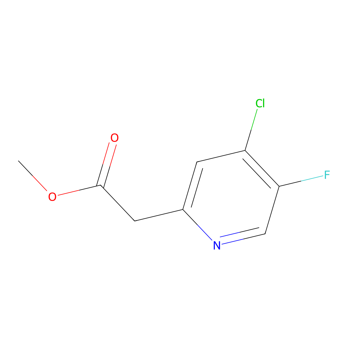 Methyl 2-(4-chloro-5-fluoropyridin-2-yl)acetate molecular structure, CAS 1805955-24-1