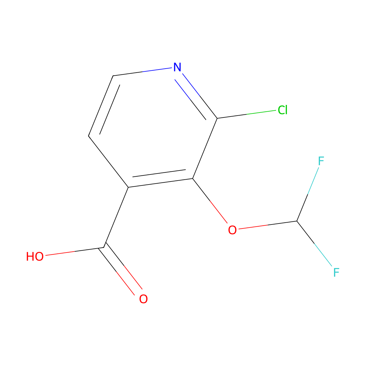2-Chloro-3-(difluoromethoxy)isonicotinic acid molecular structure, CAS 1805955-50-3