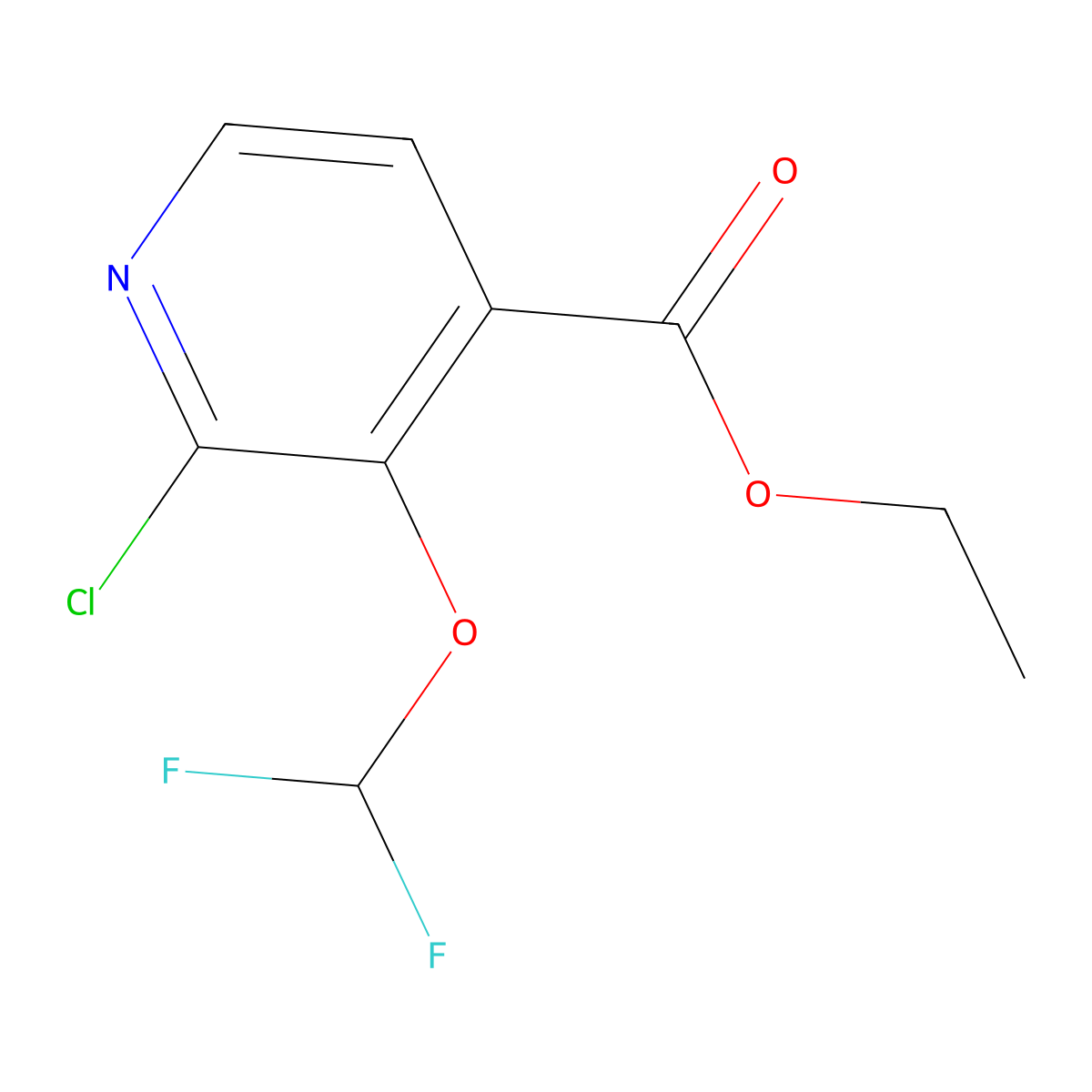 Ethyl 2-chloro-3-(difluoromethoxy)isonicotinate molecular structure, CAS 1805955-61-6