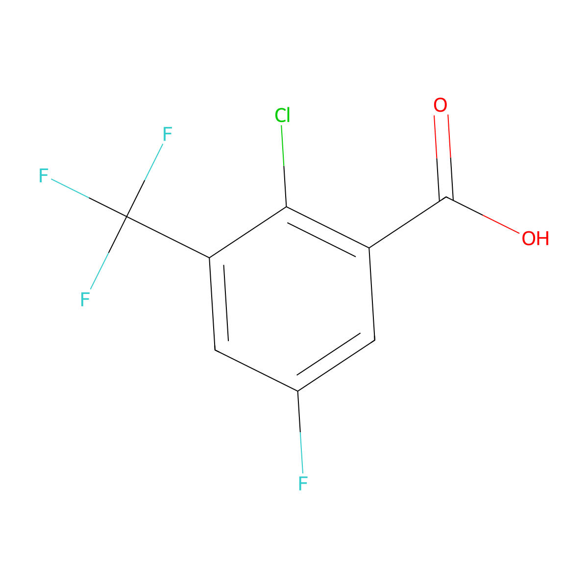 2-Chloro-5-fluoro-3-(trifluoromethyl)benzoic acid molecular structure, CAS 1805955-65-0