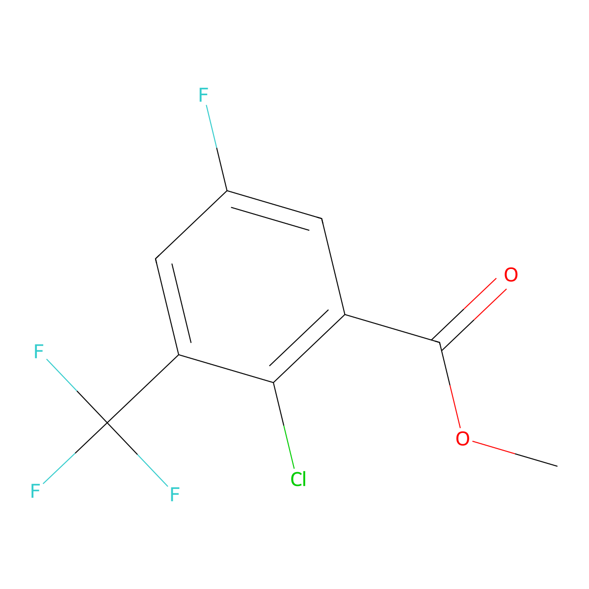 Methyl 2-chloro-5-fluoro-3-(trifluoromethyl)benzoate molecular structure, CAS 1805955-89-8
