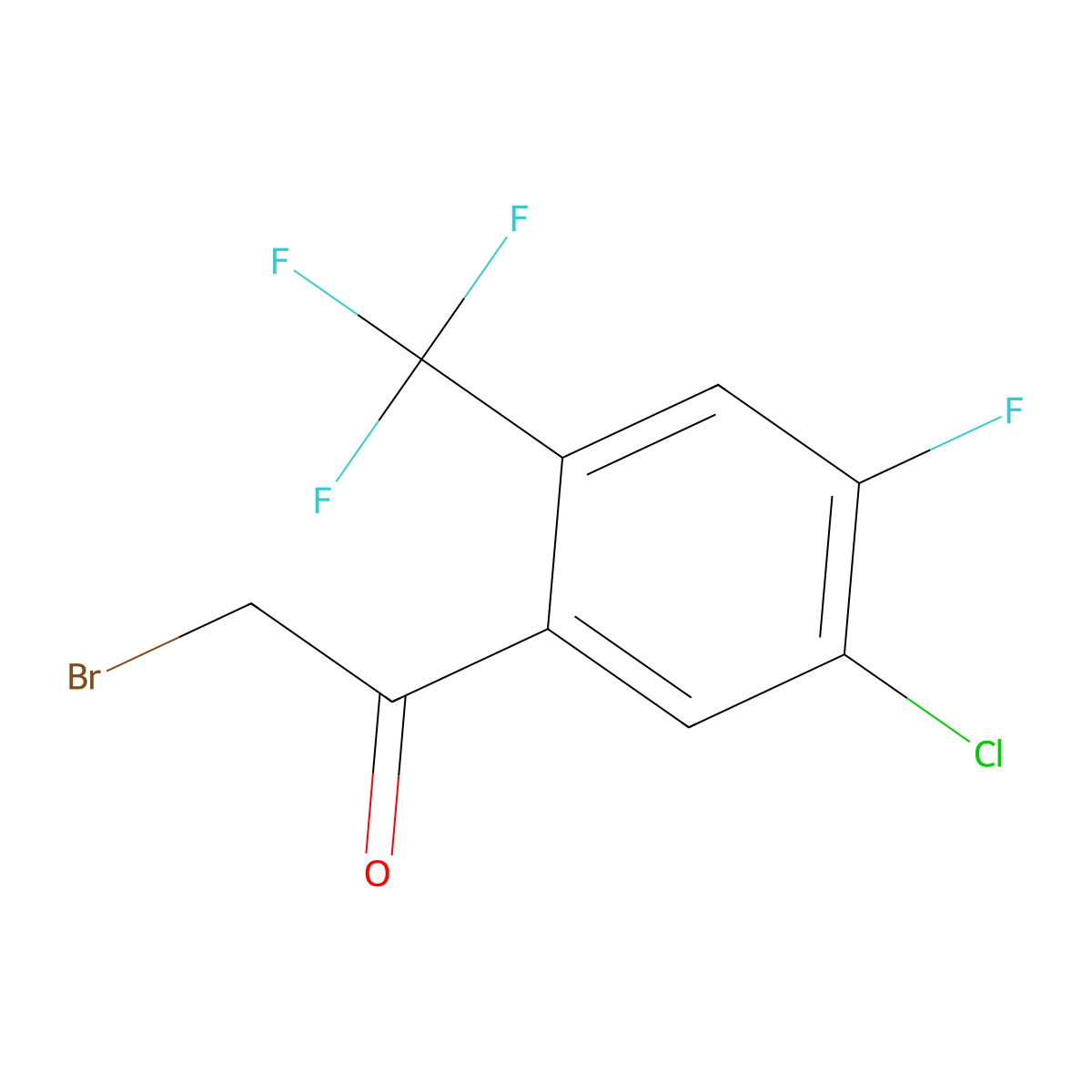 2-Bromo-1-(5-chloro-4-fluoro-2-(trifluoromethyl)phenyl)ethan-1-one molecular structure, CAS 1805956-11-9