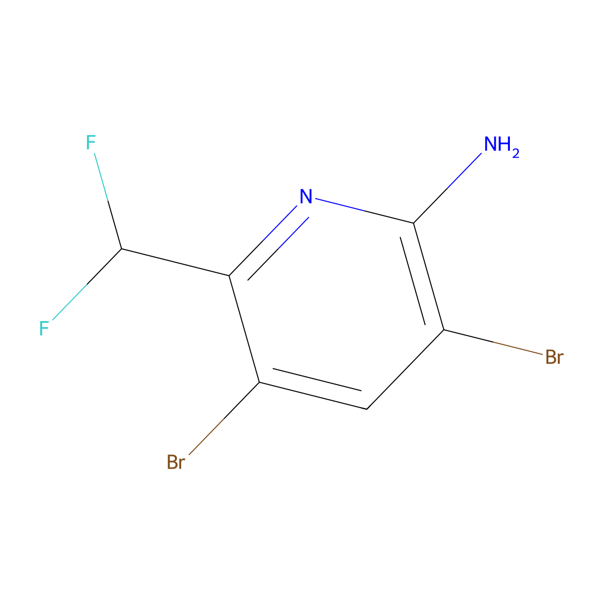 3,5-Dibromo-6-(difluoromethyl)pyridin-2-amine molecular structure, CAS 1805957-71-4