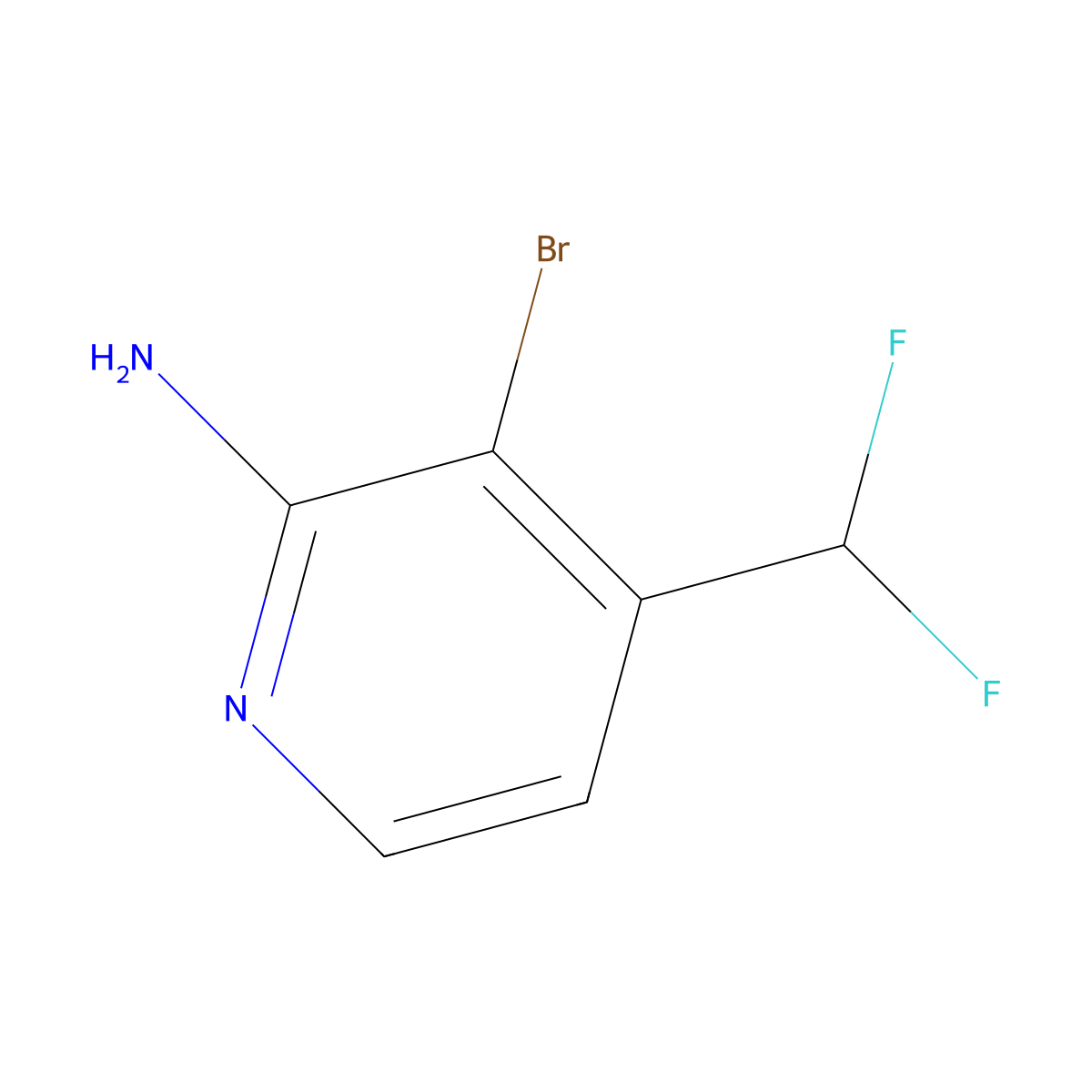 3-Bromo-4-(difluoromethyl)pyridin-2-amine molecular structure, CAS 1805958-75-1