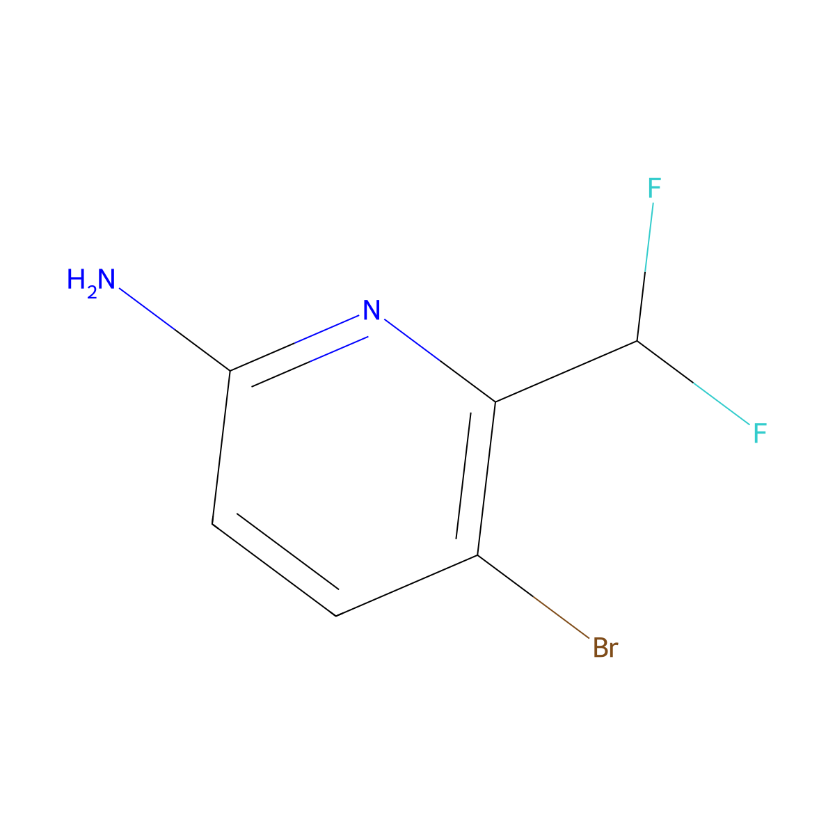 5-Bromo-6-(difluoromethyl)pyridin-2-amine molecular structure, CAS 1805958-87-5