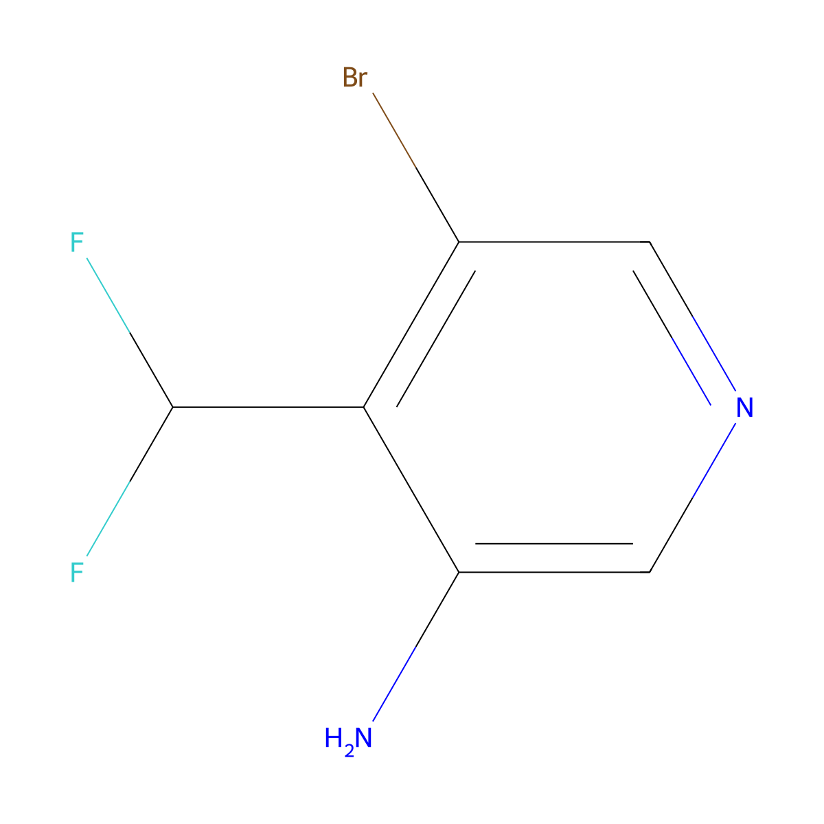 5-Bromo-4-(difluoromethyl)pyridin-3-amine molecular structure, CAS 1805959-03-8