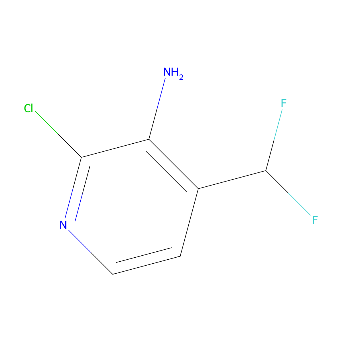 2-Chloro-4-(difluoromethyl)pyridin-3-amine molecular structure, CAS 1805959-26-5